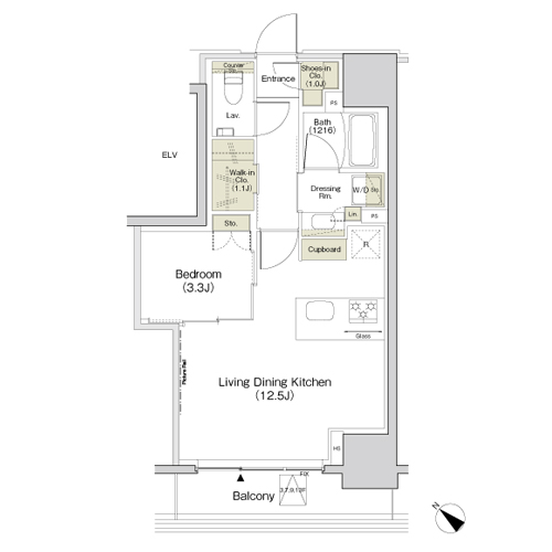 ザ・パークハビオ江古田(1LDK[F1-type]：41.30㎡)の間取り画像