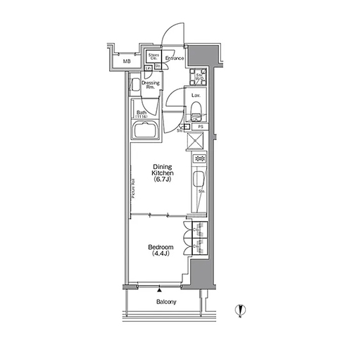 ザ・パークハビオ本所吾妻橋(1DK[A-type]：30.48㎡)の間取り画像
