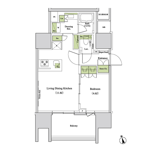 ザ・パークハビオ北千住(1LDK[I-type]：41.20㎡)の間取り画像