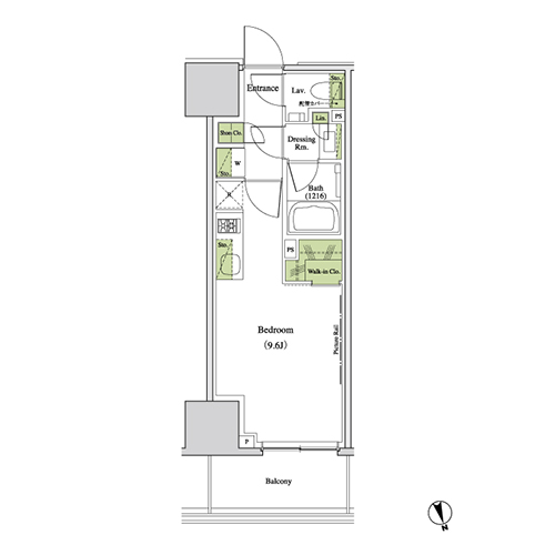 ザ・パークハビオ北千住(1R[B-type]：26.73㎡)の間取り画像