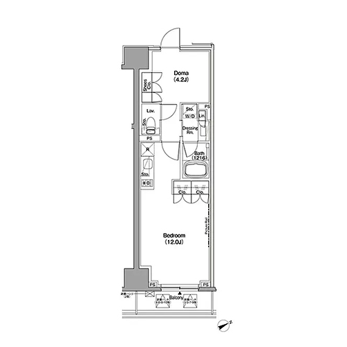 ザ・パークハビオ日本橋茅場町(1R[D-type]：37.77㎡)の間取り画像