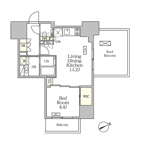 ザ・パークハビオ大森山王(1LDK[I-type]：40.24㎡)の間取り画像