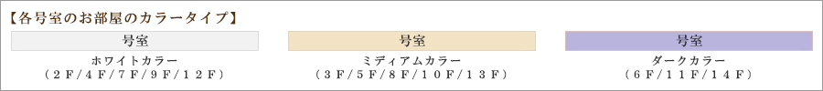 ザ・パークハビオ巣鴨:凡例・ルームカラー